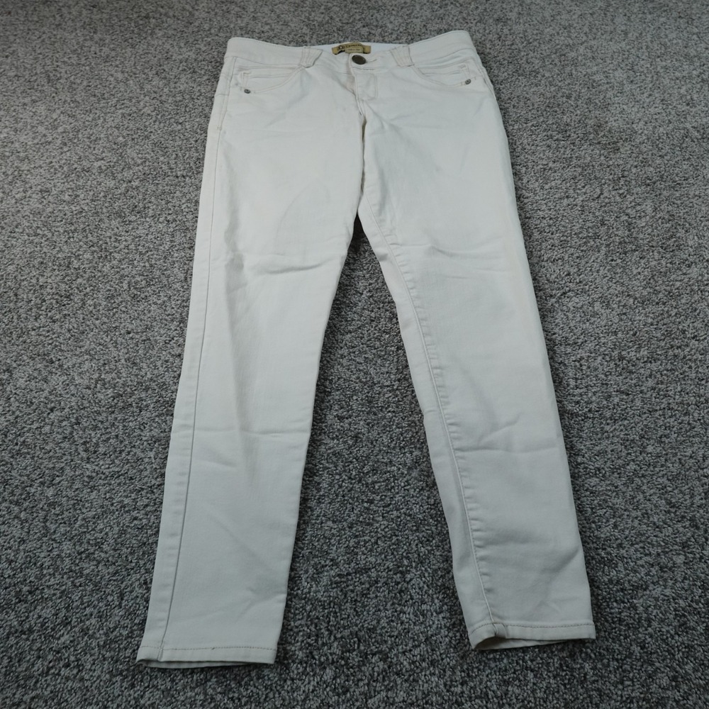 Democracy Jeans Womens 8 White Denim Pants Ab Solution Mid Rise Skinny Stretch
